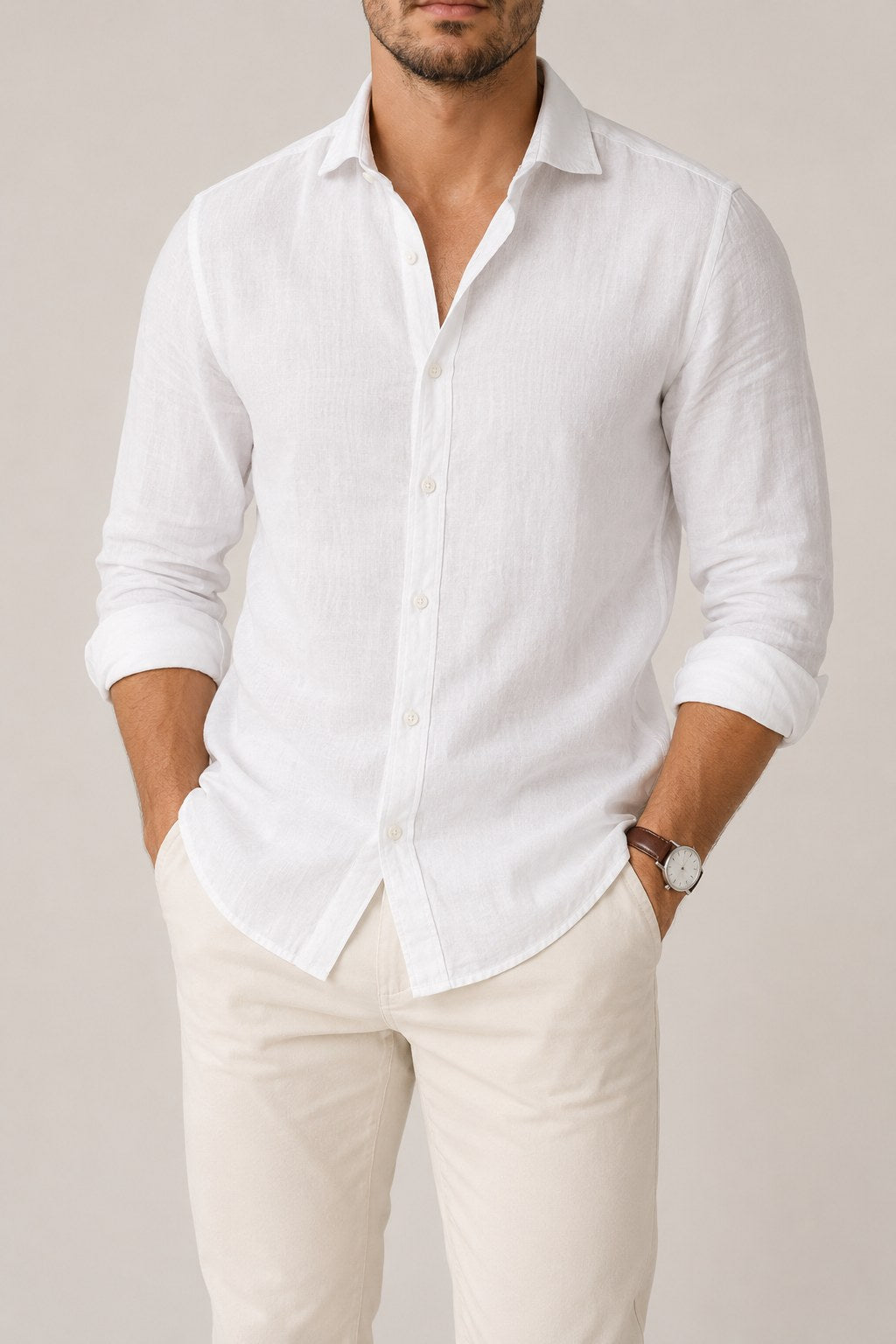 Camisa de lino esencial en blanco